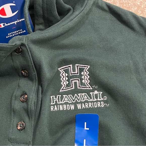 NEW Hawaii Rainbow Warriors Shirt Womens Large Green NCAA Henley Hoodie Pullover - Picture 4 of 9